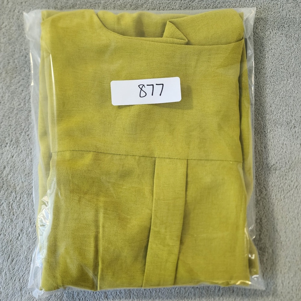 Monteau Los Angeles Dress Size Small Green Faux Wrap V Neck Flutter Sleeves - Picture 8 of 8